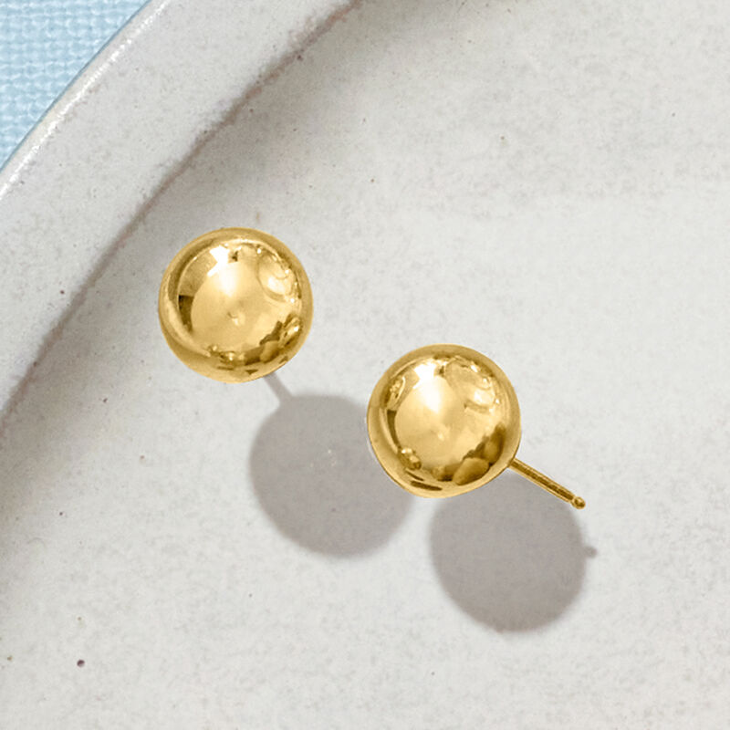 8mm 14kt Yellow Gold Ball Stud Earrings image number 3