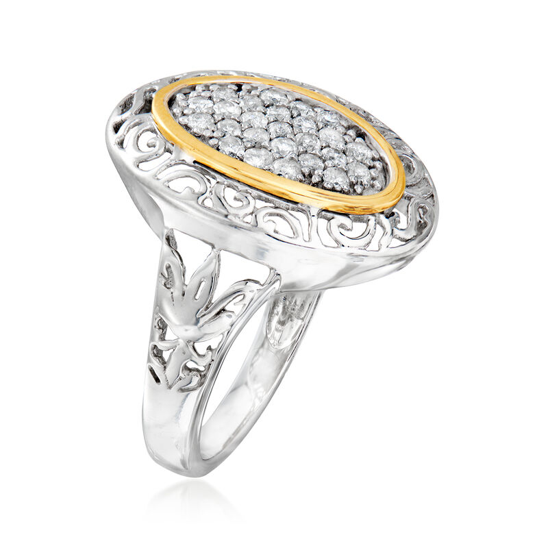 .50 ct. t.w. Diamond Cluster Open-Space Ring in Sterling Silver and 14kt Yellow Gold image number 2