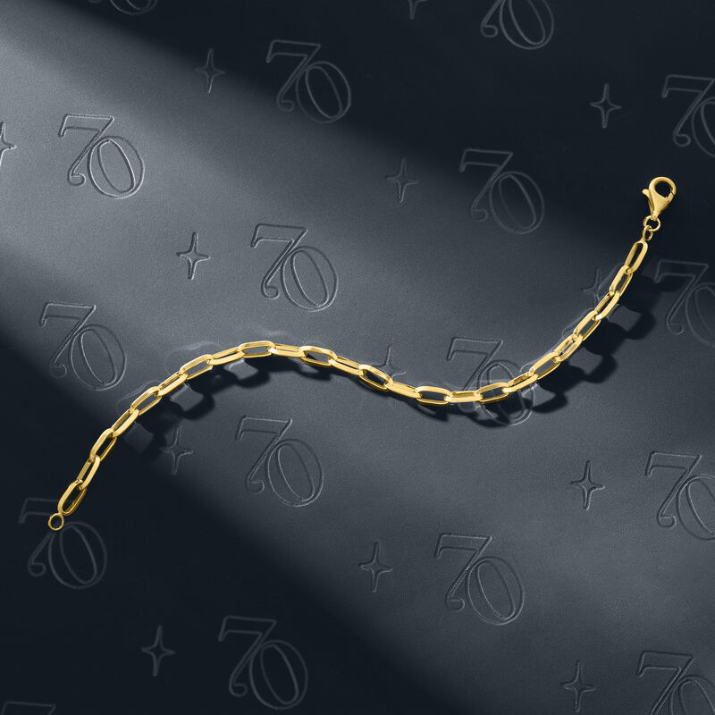 18kt Gold Over Solid Sterling Paper Clip Link Bracelet image number 2