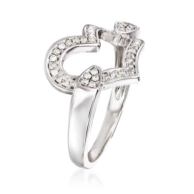 C. 1990 Vintage .30 ct. t.w. Diamond Heart Ring in 14kt White Gold. Size 7 image number 2