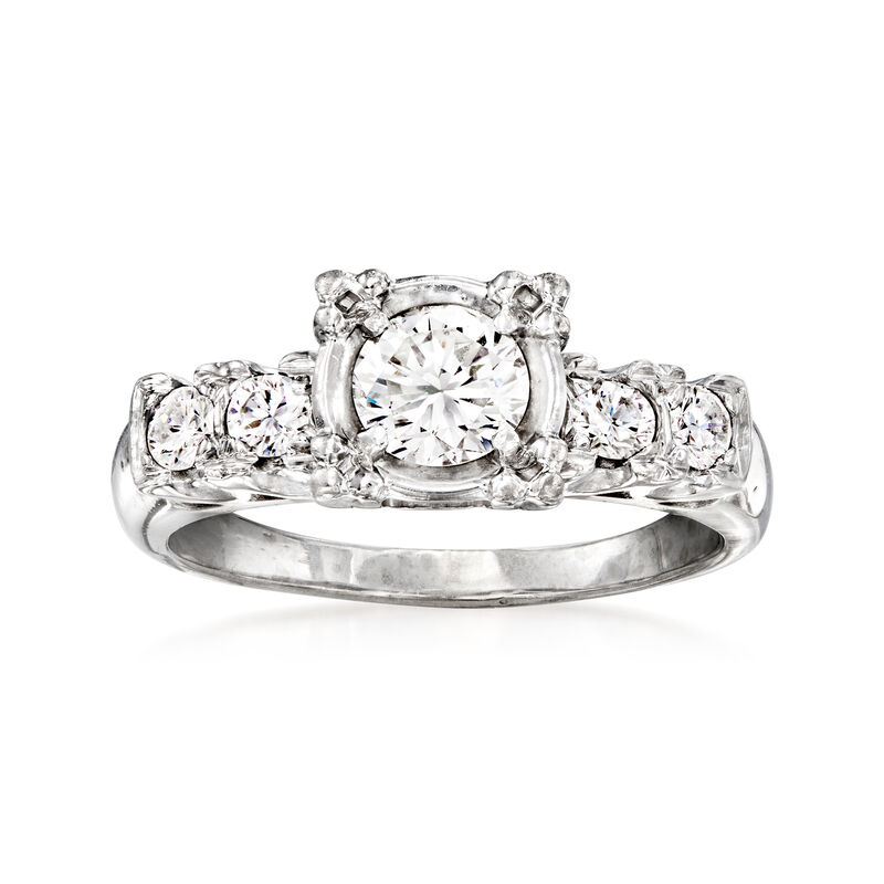 C. 1950 Vintage .55 ct. t.w. Diamond Ring in 14kt White Gold. Size 5 image number 0