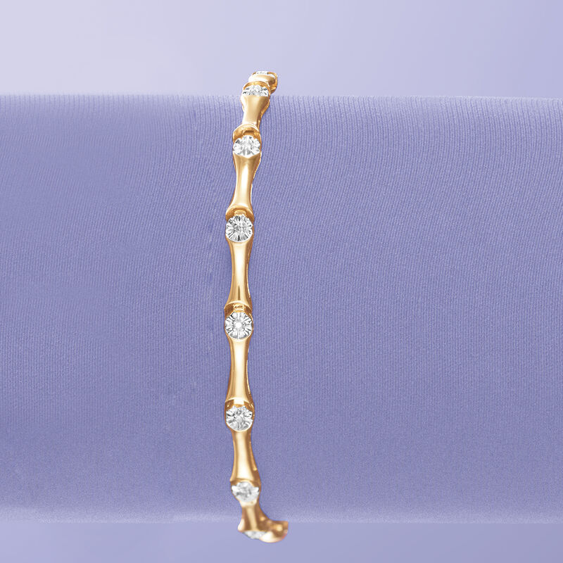 .10 ct. t.w. Diamond Station Bracelet in 18kt Gold Over Sterling image number 2