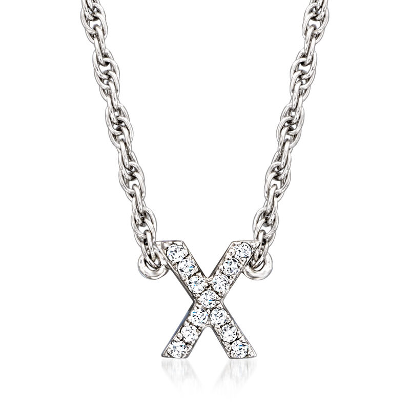 Diamond Lowercase Mini Initial Necklace in Sterling Silver image number 1