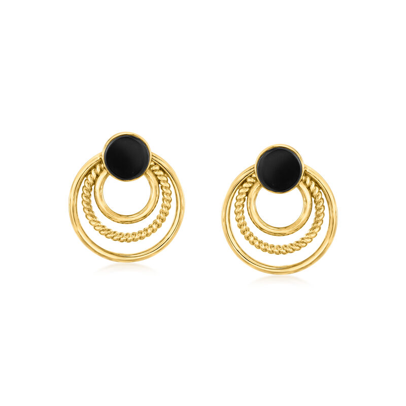 Onyx Triple-Circle Drop Earrings in 18kt Gold Over Sterling  image number 0