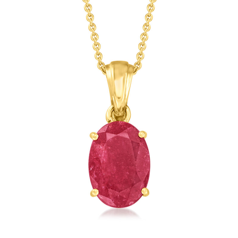 5.50 Carat Ruby Pendant Necklace in 18kt Gold Over Sterling. 18&quot; image number 1