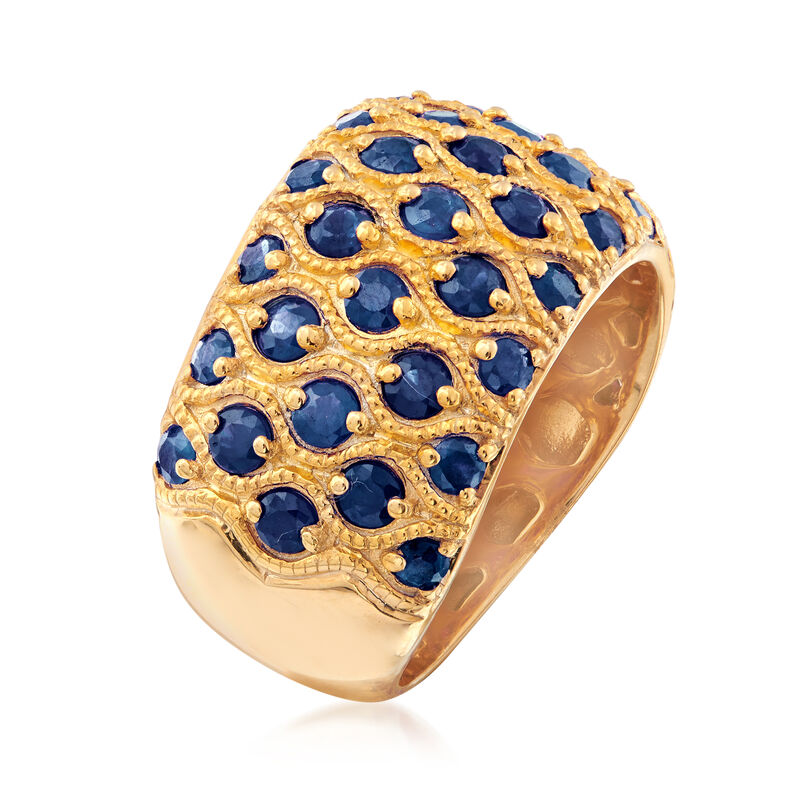 3.00 ct. t.w. Sapphire Multi-Row Ring in 18kt Gold Over Sterling image number 2