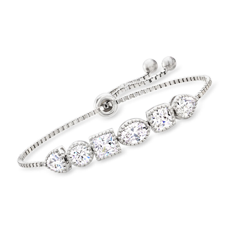 5.80 ct. t.w. Multi-Shaped CZ Bolo Bracelet in Sterling Silver  image number 0