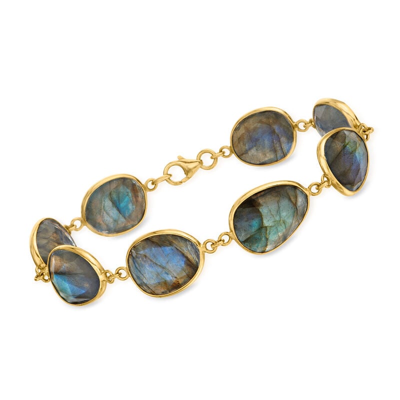Labradorite Station Bracelet in 18kt Gold Over Sterling image number 0