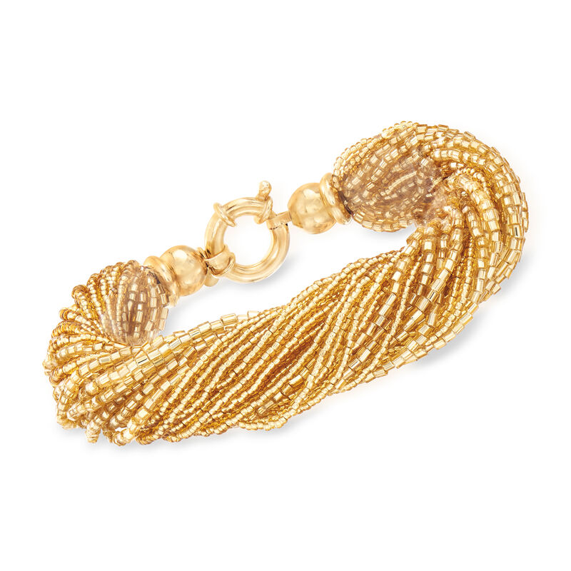 Italian Golden Murano Glass Bead Torsade Bracelet with 18kt Gold Over Sterling image number 0