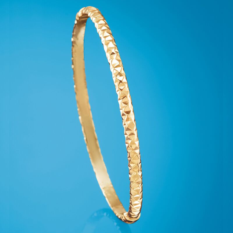 Italian 14kt Yellow Gold Diamond-Cut Bangle Bracelet image number 2