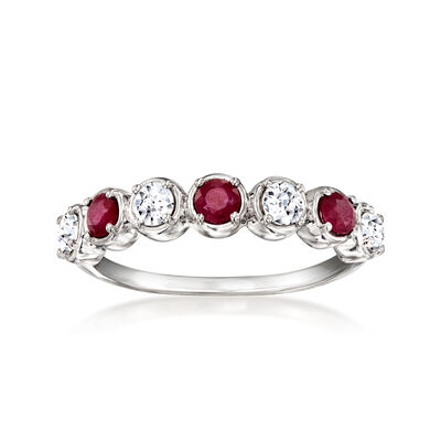 .30 ct. t.w. Ruby and .40 ct. t.w. Lab-Grown Diamond Ring in Sterling Silver