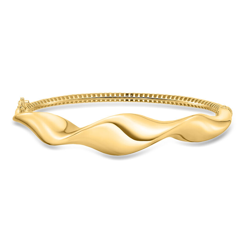 Italian 14kt Yellow Gold Wavy Bangle Bracelet. 7.5" image number 0
