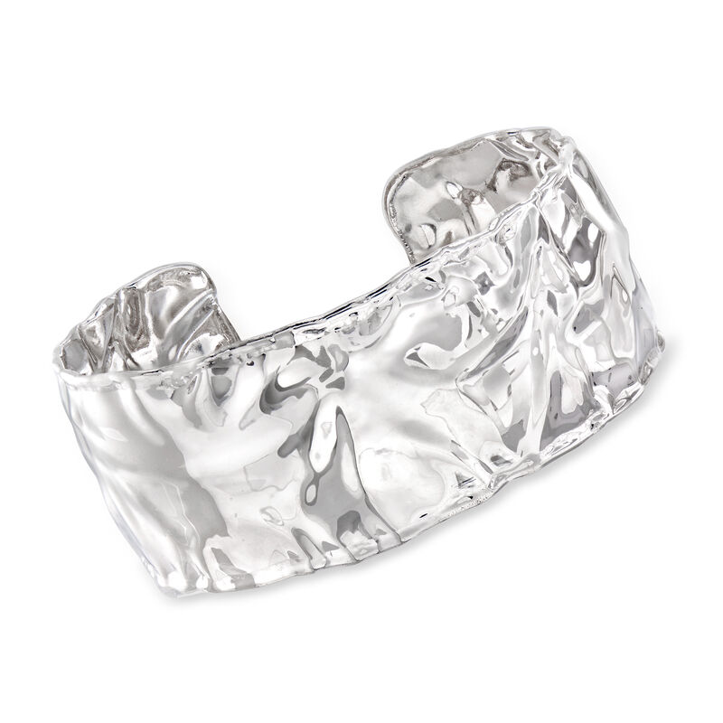 Italian Sterling Silver Rippled Cuff Bracelet image number 0