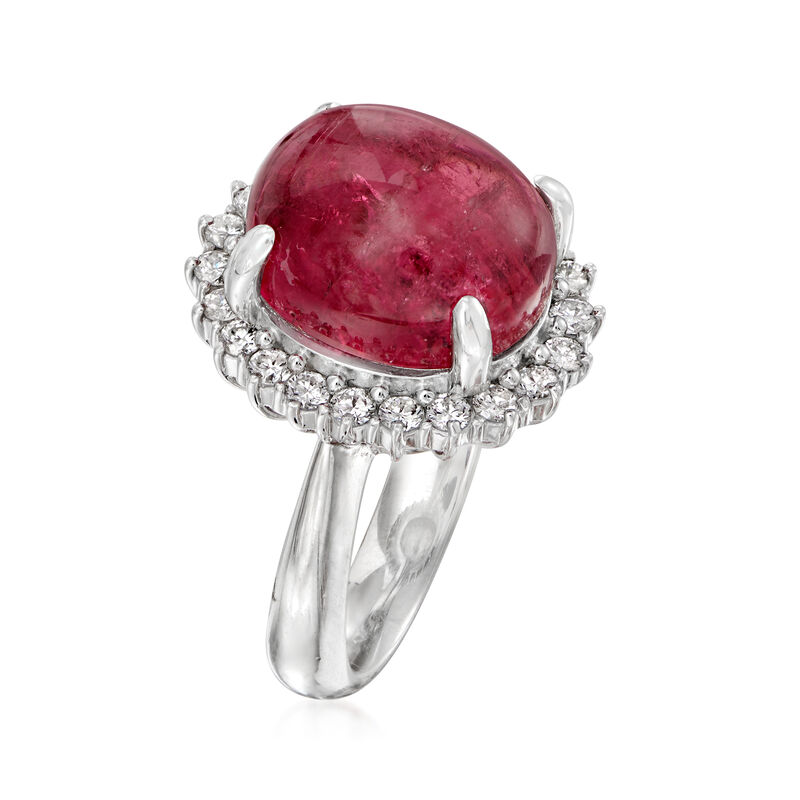 C. 1990 Vintage 10.84 Carat Pink Tourmaline and .68 ct. t.w. Diamond Ring in Platinum image number 2