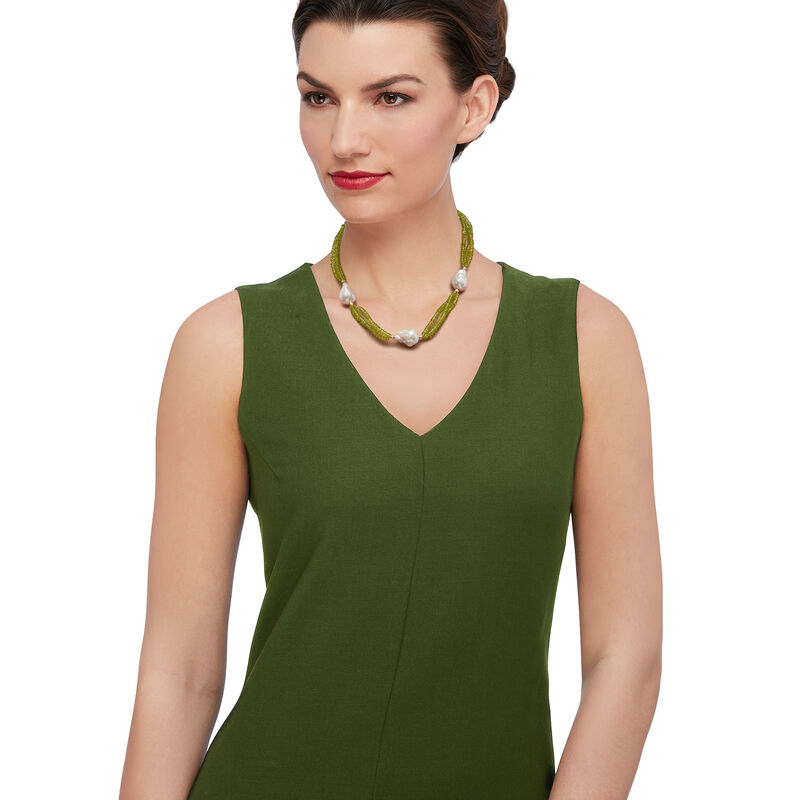 14-15mm Cultured Baroque Pearl and 70.00 ct. t.w. Peridot Bead Three-Strand Necklace with 14kt Yellow Gold image number 1