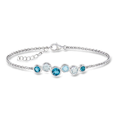 2.20 ct. t.w. Tonal Blue Topaz Bubble Bracelet in Sterling Silver