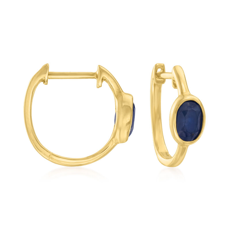 1.30 ct. t.w. Sapphire Hoop Earrings in 14kt Yellow Gold image number 0