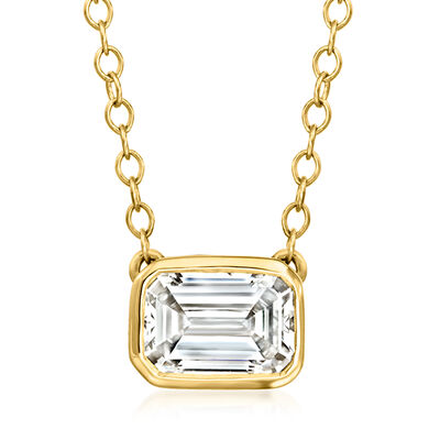 1.00 Carat Emerald-Cut Lab-Grown Diamond Necklace in 14kt Yellow Gold