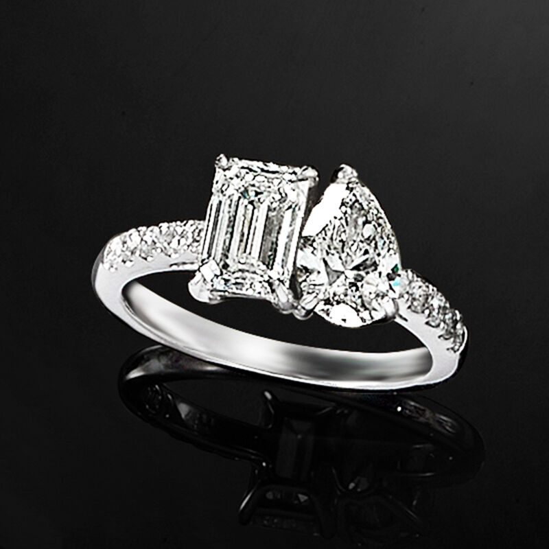 2.25 ct. t.w. Lab-Grown Diamond Toi et Moi Ring in 14kt White Gold image number 6