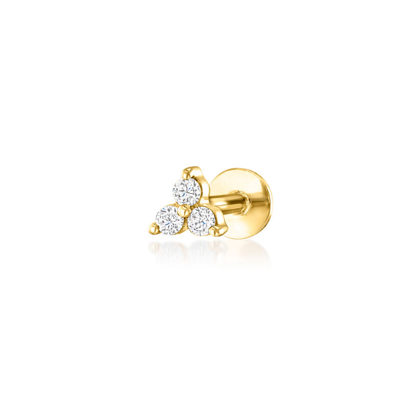 Lab-Grown Diamond Three-Stone Flat-Back Stud Earrings in 14kt Yellow Gold image number 0