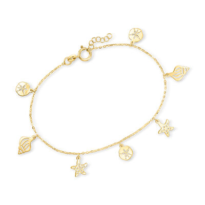 Italian 14kt Yellow Gold Sea Life Station Bracelet
