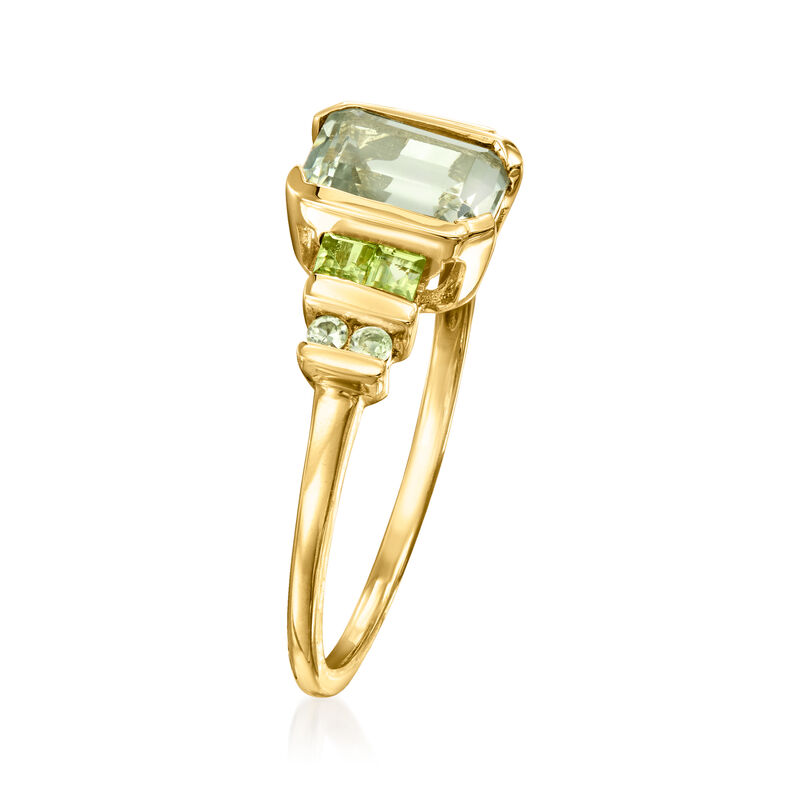 1.00 Carat Prasiolite and .26 ct. t.w. Peridot Ring in 14kt Yellow Gold image number 2