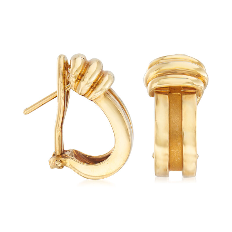 C. 1995 Vintage Tiffany Jewelry J-Hoop Earrings in 18kt Yellow Gold image number 2