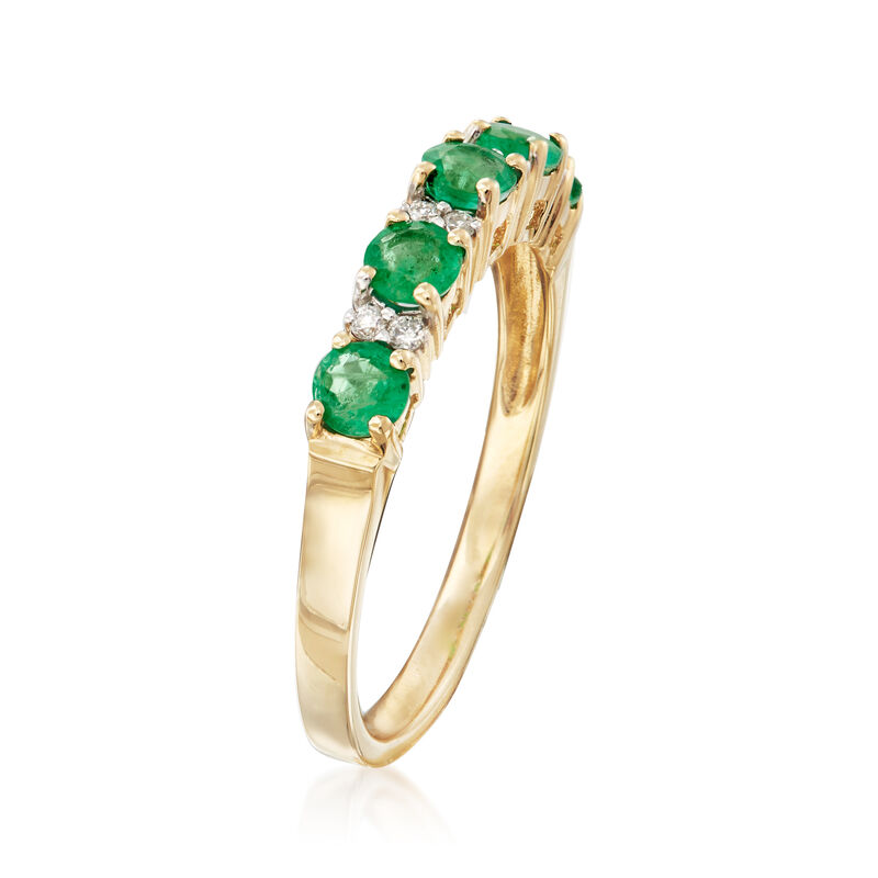 .55 ct. t.w. Emerald Ring with Diamond Accents in 14kt Yellow Gold image number 2