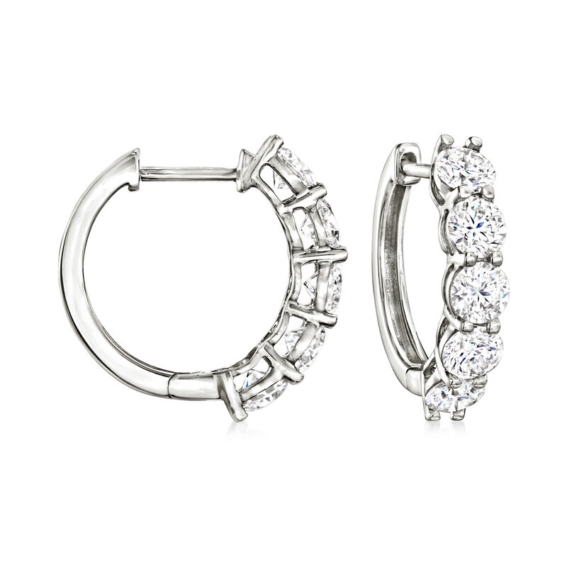 2.00 ct. t.w. Lab-Grown Diamond Five-Stone Hoop Earrings in 14kt White Gold. 1/2&quot; image number 0