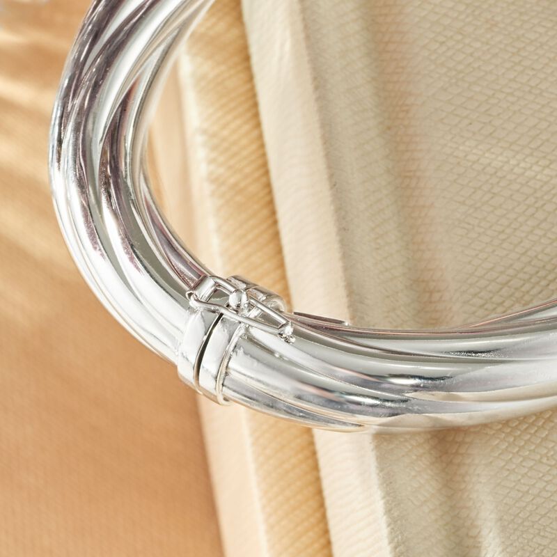 Italian 10mm Sterling Silver Twisted Bangle Bracelet image number 4