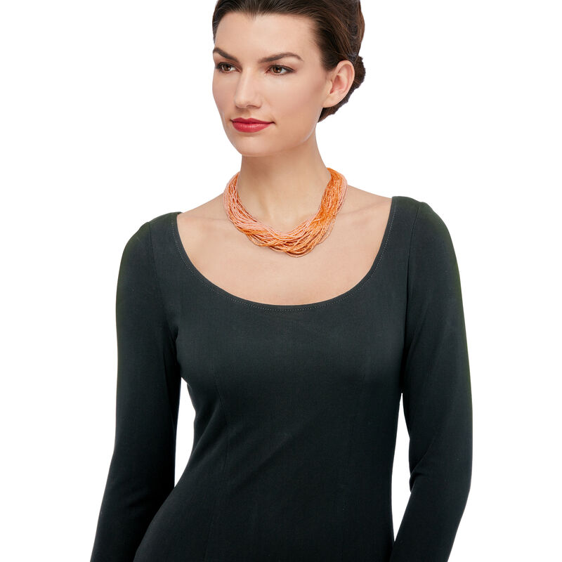 Italian Peach Murano Glass Bead Torsade Necklace with 18kt Gold Over Sterling image number 1