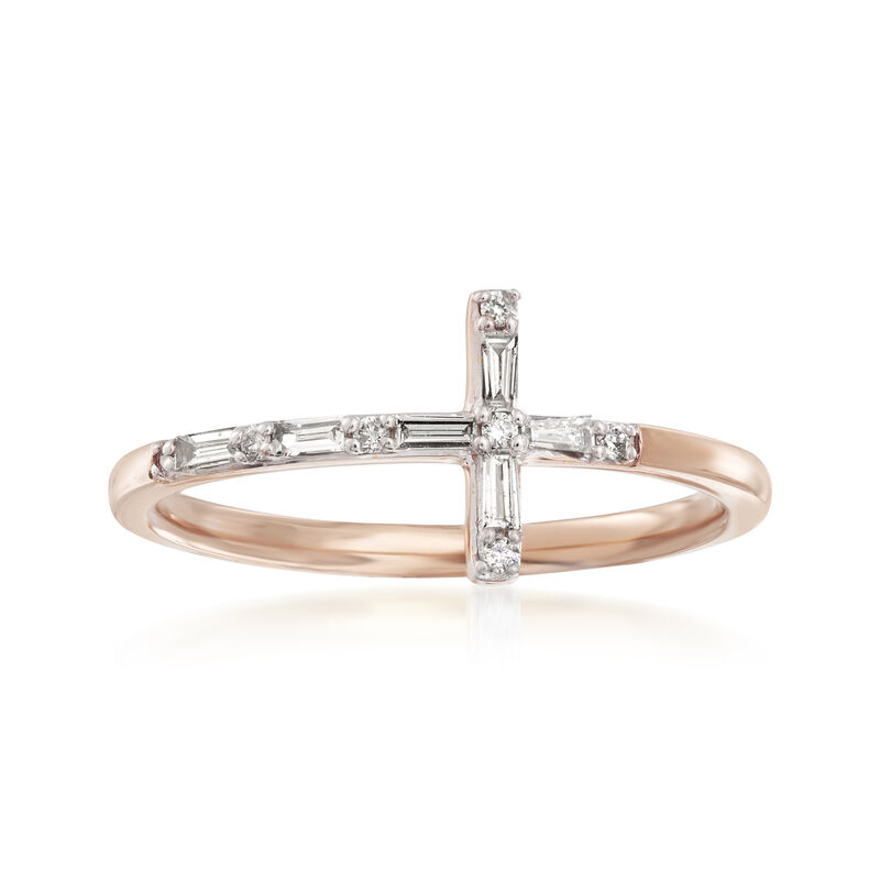 .16 ct. t.w. Diamond Cross Ring in 14kt Rose Gold image number 0