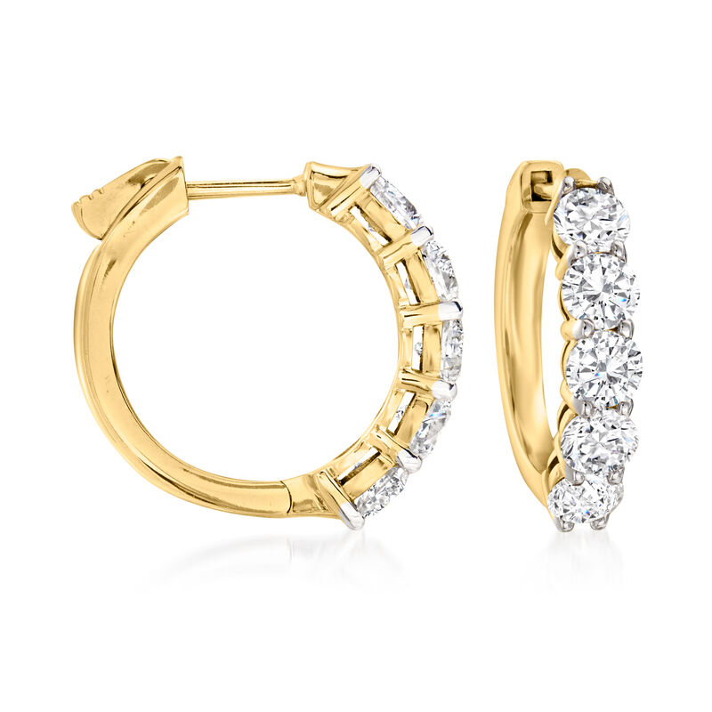 3.00 ct. t.w. Diamond Hoop Earrings in 14kt Yellow Gold image number 0