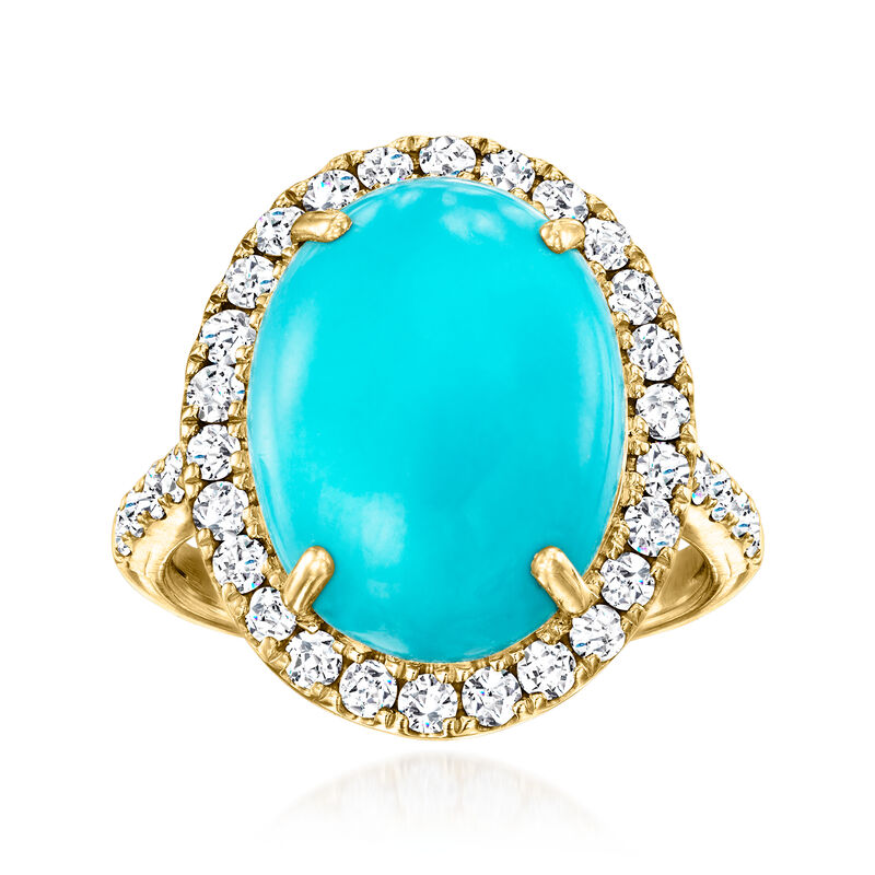 C. 2023 Vintage Effy Turquoise Ring with .88 ct. t.w. Diamonds in 14kt Yellow Gold image number 0