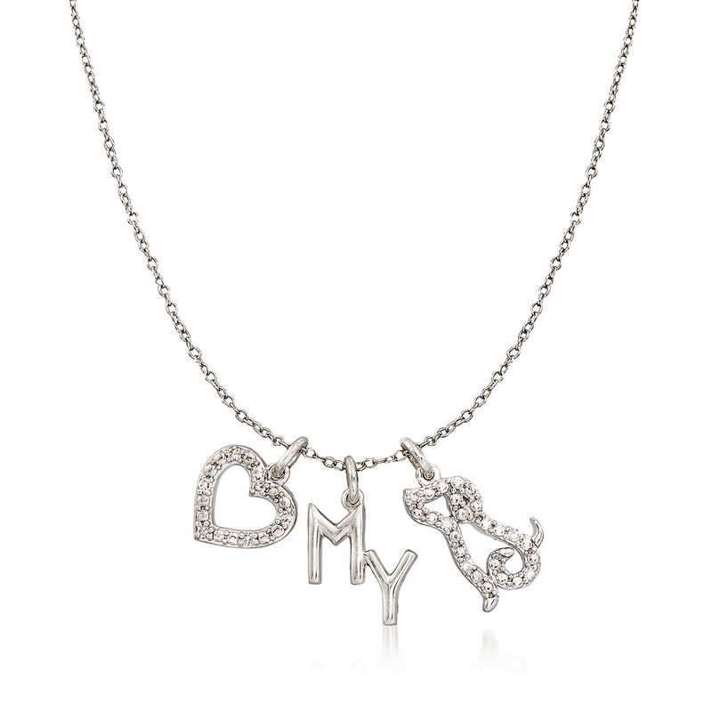 .10 ct. t.w. Diamond Love My Dog Pendant Necklace in Sterling Silver image number 2