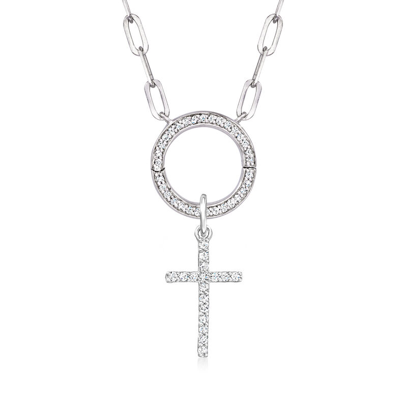 .10 ct. t.w. Diamond Cross Charm in Sterling Silver  image number 2