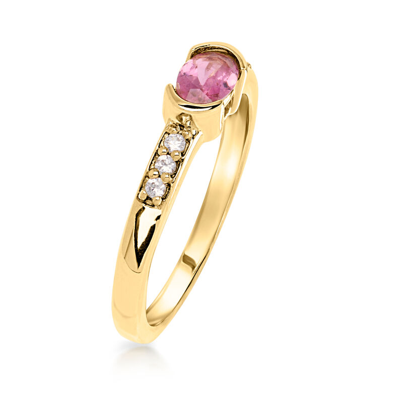 .40 Carat Pink Tourmaline Ring with .10 ct. t.w. White Zircons in 18kt Gold Over Sterling image number 2