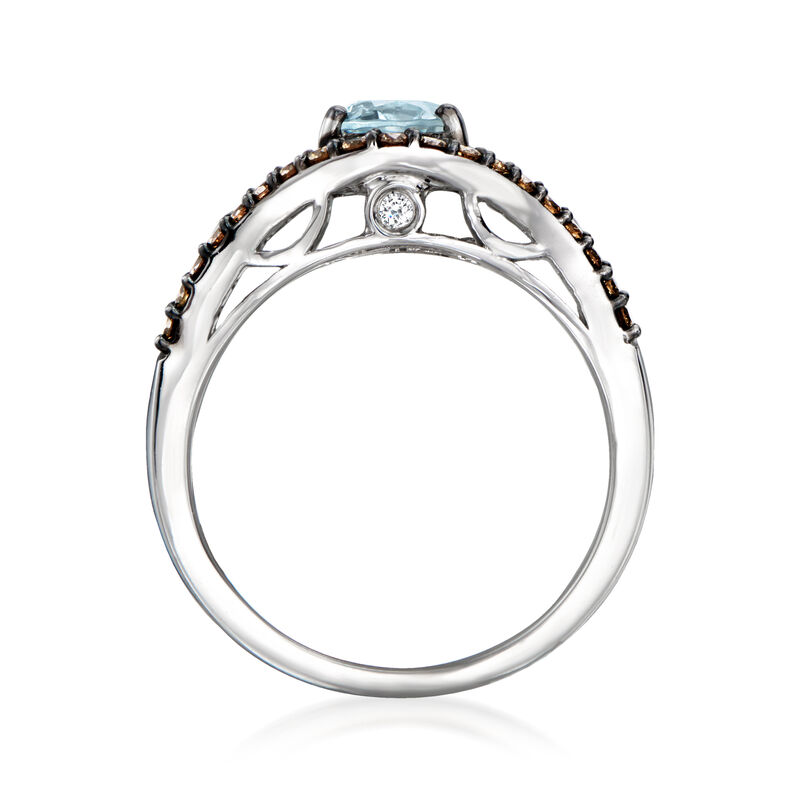 Le Vian .90 Carat Sea Blue Aquamarine Ring with .41 ct. t.w. Chocolate and Vanilla Diamonds in 14kt Vanilla Gold. Size 7 image number 3