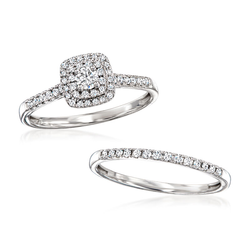 .50 ct. t.w. Diamond Bridal Set: Engagement and Wedding Rings in 14kt White Gold image number 3