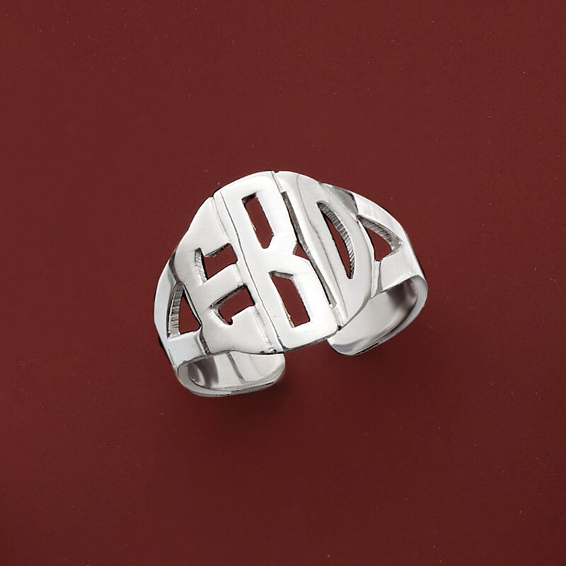 Sterling Silver Personalized Circular Monogram Ring image number 3