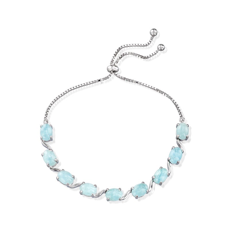 8.25 ct. t.w. Milky Aquamarine Bolo Bracelet in Sterling Silver image number 2