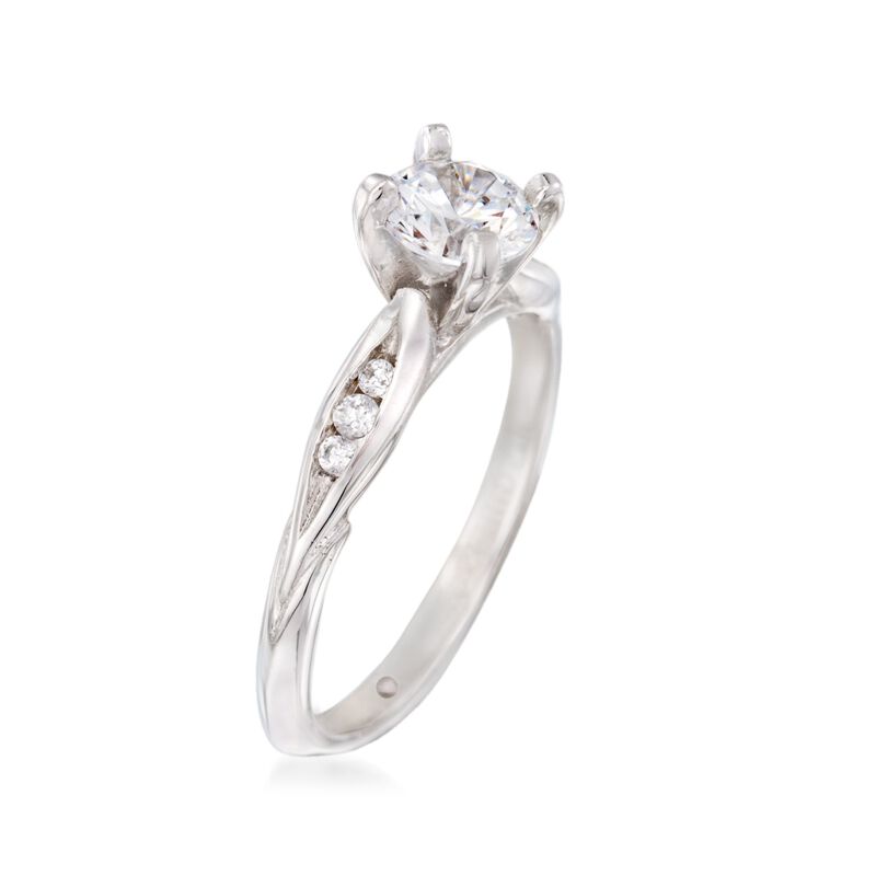 Gabriel Designs .10 ct. t.w. Diamond Engagement Ring Setting in 14kt White Gold image number 2