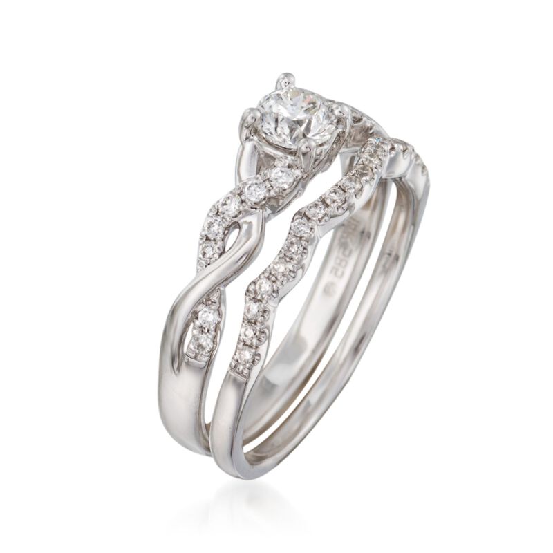 .62 ct. t.w. Diamond Bridal Set: Engagement and Wedding Rings in 14kt White Gold image number 2