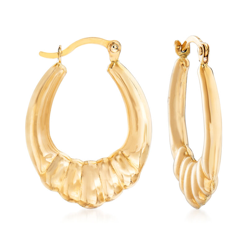 14kt Yellow Gold Scalloped Hoop Earrings image number 0