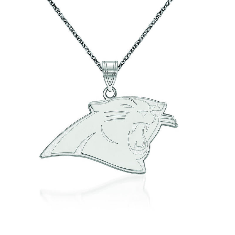 14kt White Gold NFL Carolina Panthers Pendant Necklace. 18&quot; image number 0