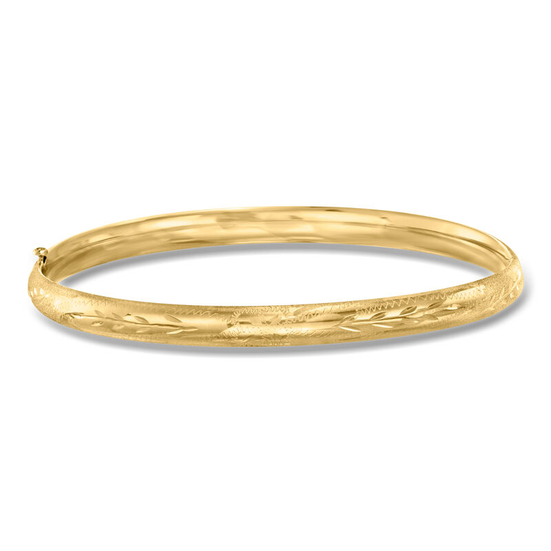14kt Yellow Gold Leaf-Pattern Bangle Bracelet. 7" image number 0