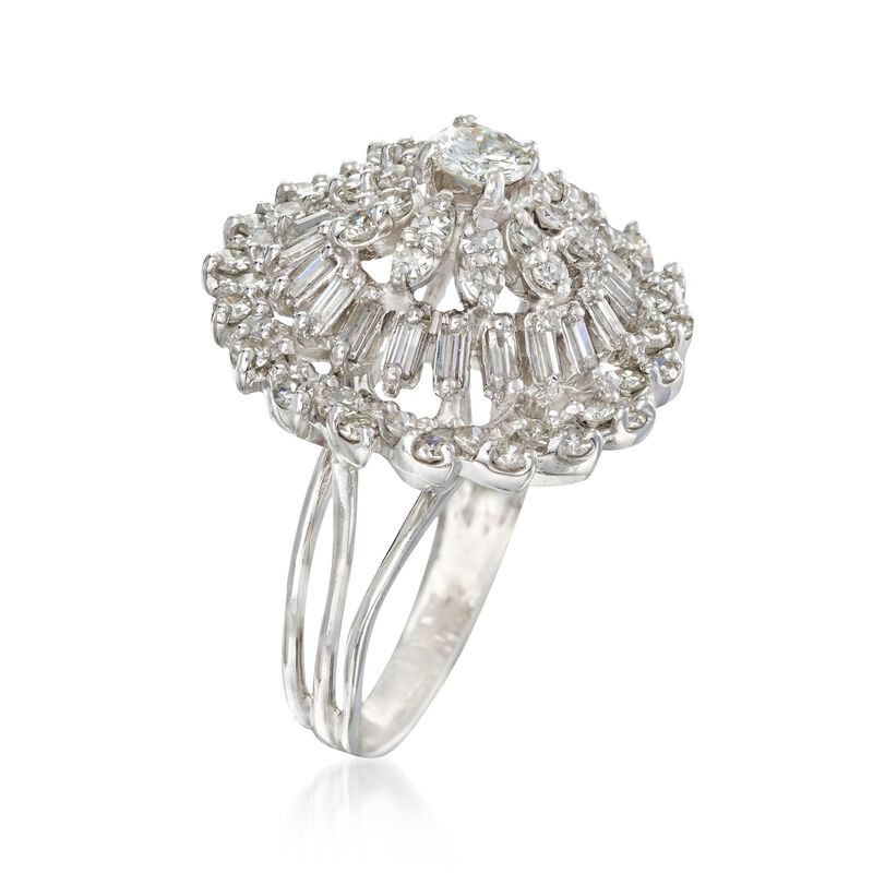 C. 1990 Vintage 3.20 ct. t.w. Diamond Cluster Ring in 14kt White Gold. Size 8 image number 2