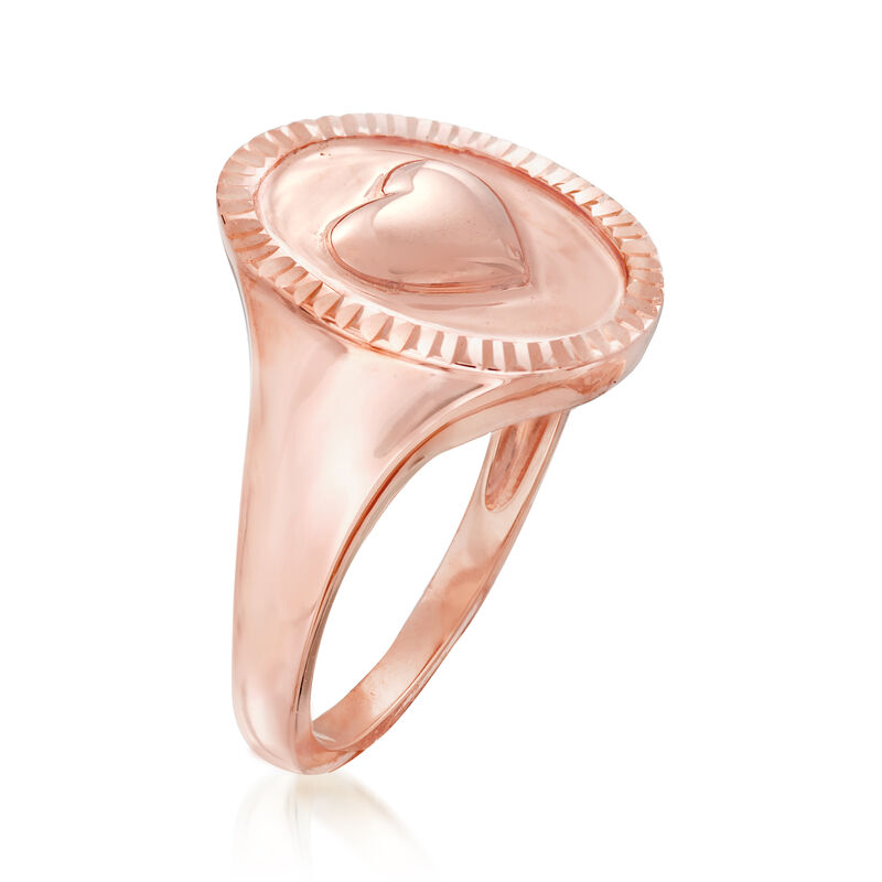 14kt Rose Gold Heart Signet Ring image number 2