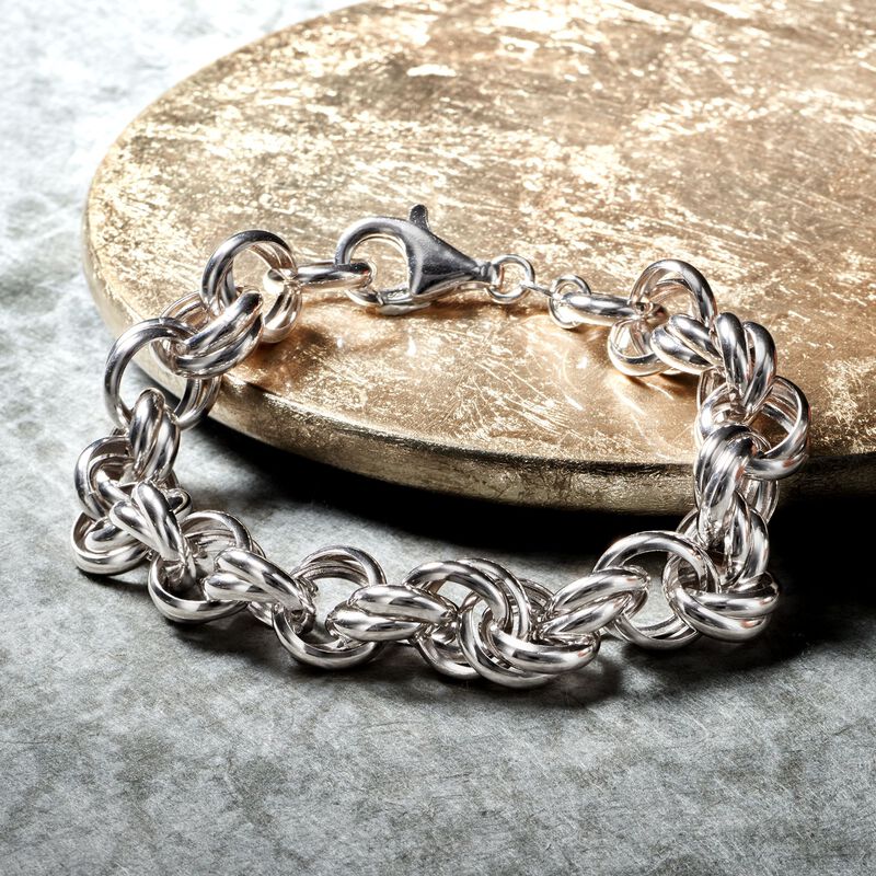 Italian Sterling Silver Double Rolo-Link Bracelet image number 2