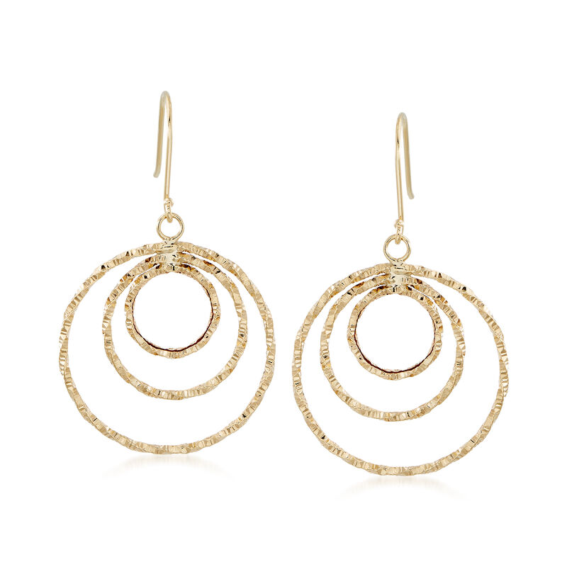 18kt Yellow Gold Circle Drop Earrings  image number 0